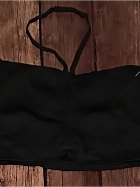 aerie Black Ribbed Bandeau Bralette